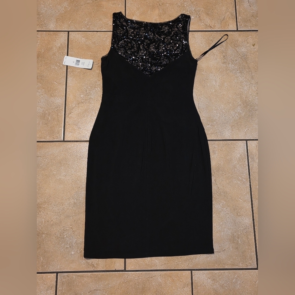 Ralph Lauren Black Sequin Yoke Midi Dress - Picture 5 of 9